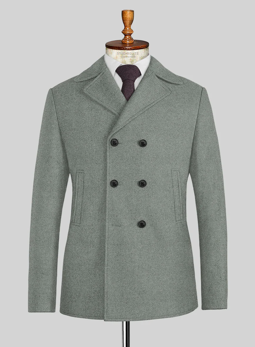 Naples Milano Sage Green Tweed Pea Coat
