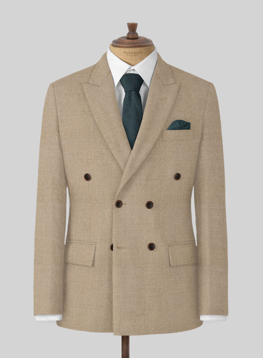 Naples Muted Beige Tweed Double Breasted Suit - Image 2