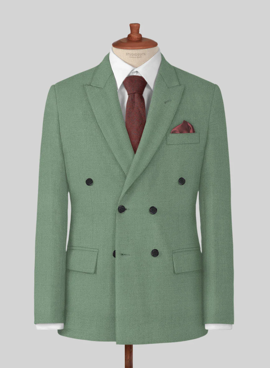 Naples Notte Green Tweed Double Breasted Jacket