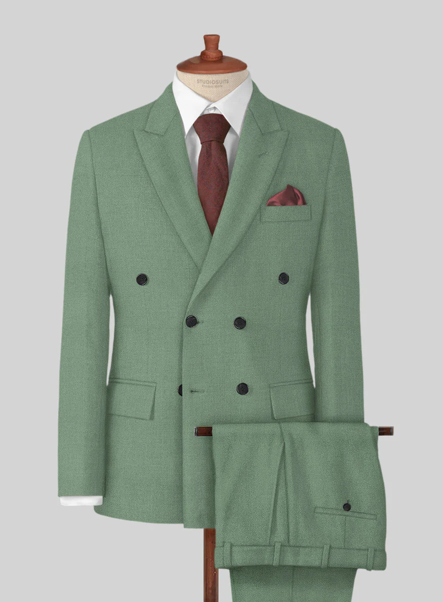 Naples Notte Green Tweed Double Breasted Suit