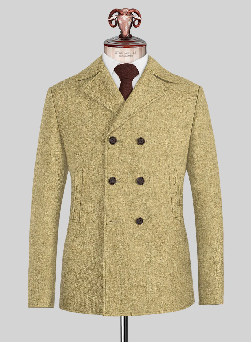 Naples Ochre Yellow Tweed Pea Coat