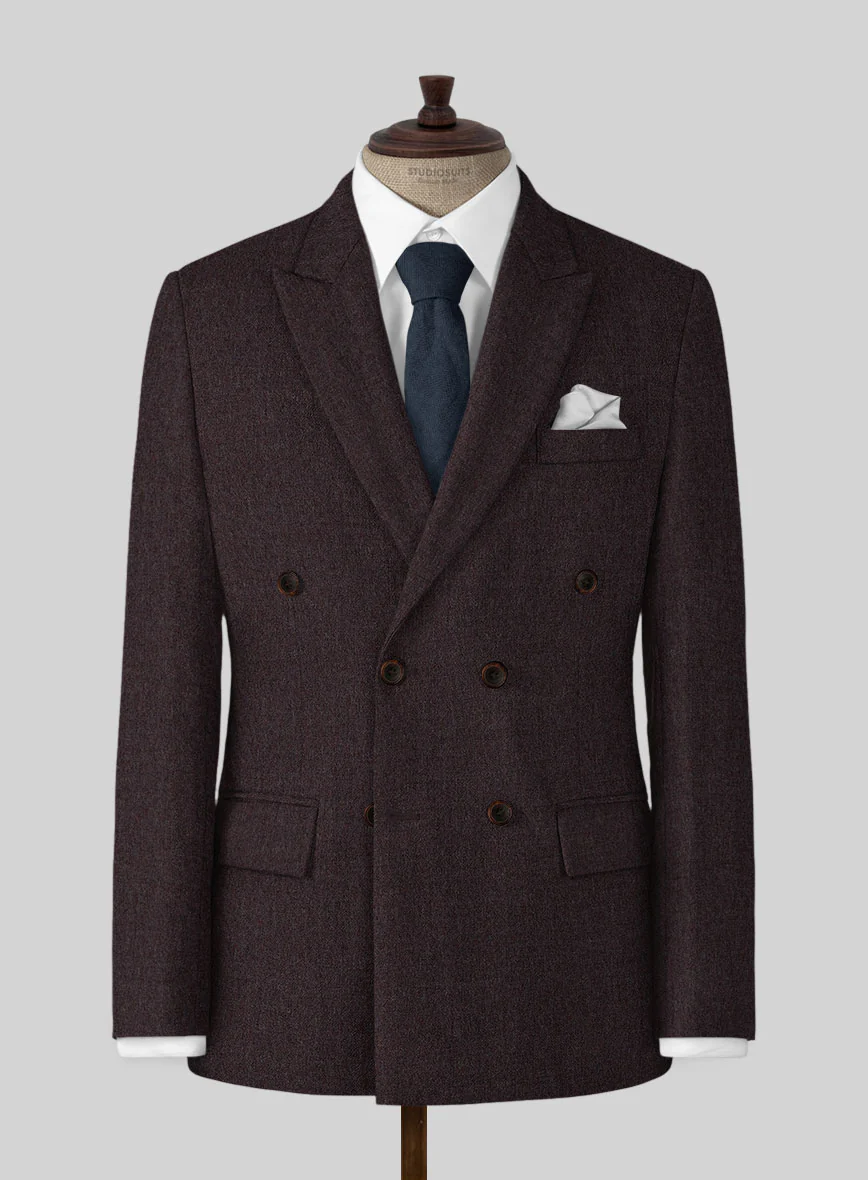 Naples Opera Wine Tweed Double Breasted Jacket