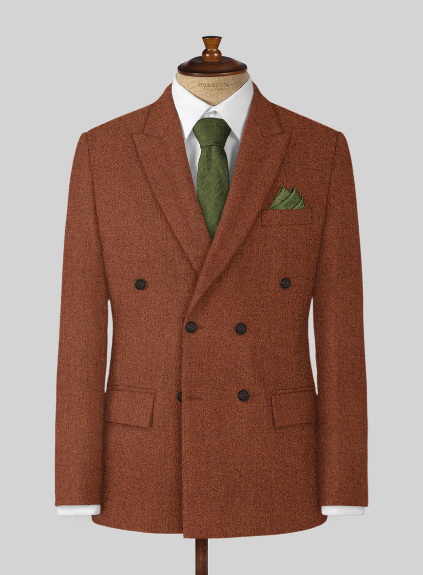 Naples Prego Rust Tweed Double Breasted Jacket