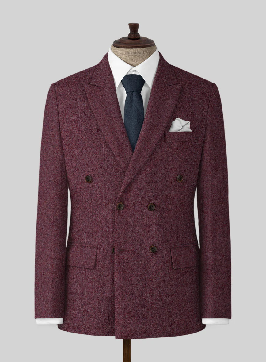 Naples Ramey Wine Tweed Double Breasted Jacket