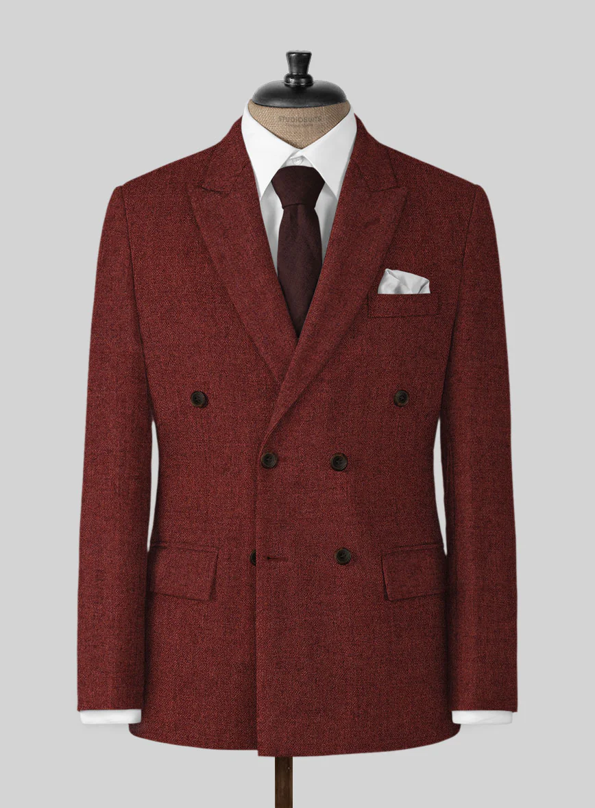 Naples Raw Red Tweed Double Breasted Jacket