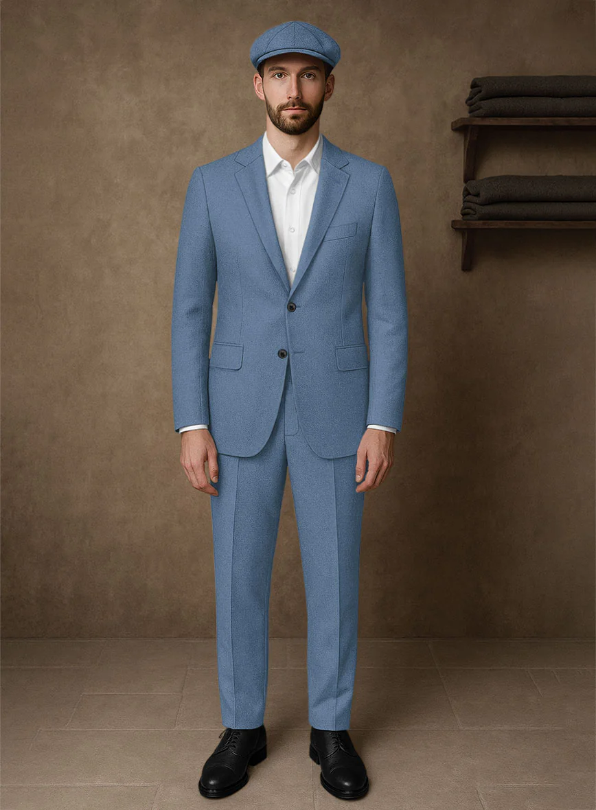 Naples Retro Blue Tweed Suit