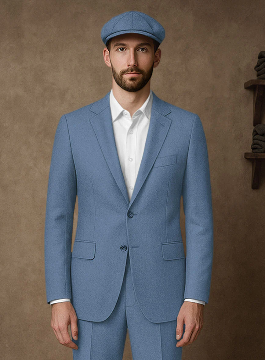 Naples Retro Blue Tweed Suit - Image 4
