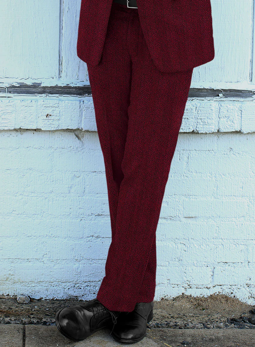 Naples Wide Herringbone Mahogany Tweed Suit - Image 4