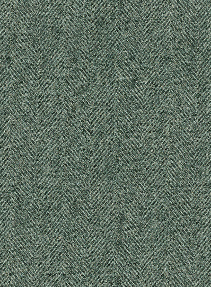 Naples Wide Herringbone Sage Green Tweed Jacket - Image 2