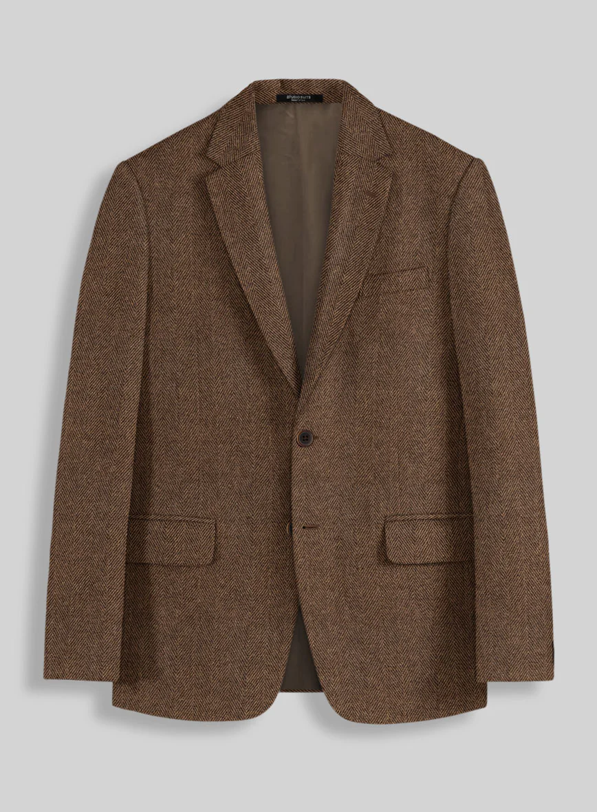 Naples Wide Herringbone Tan Tweed Jacket