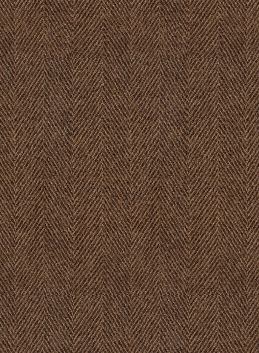 Naples Wide Herringbone Tan Tweed Pea Coat - Image 3