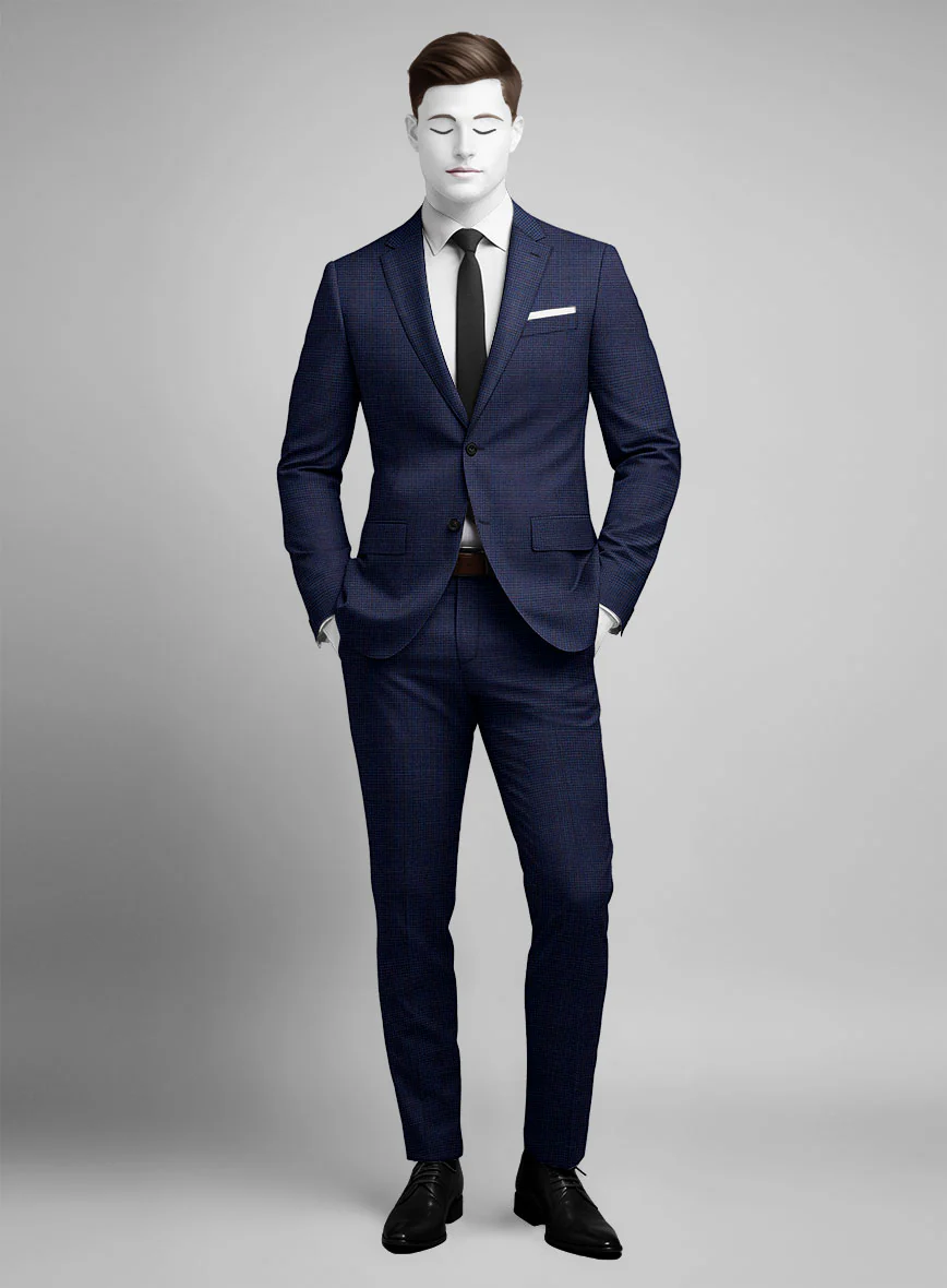 Napolean Alda Gingham Blue Wool Suit