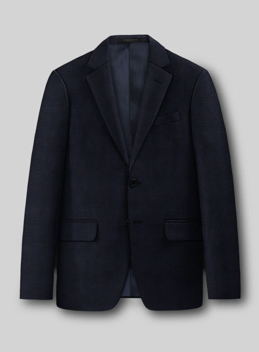 Napolean Alda Gingham Dark Blue Wool Jacket