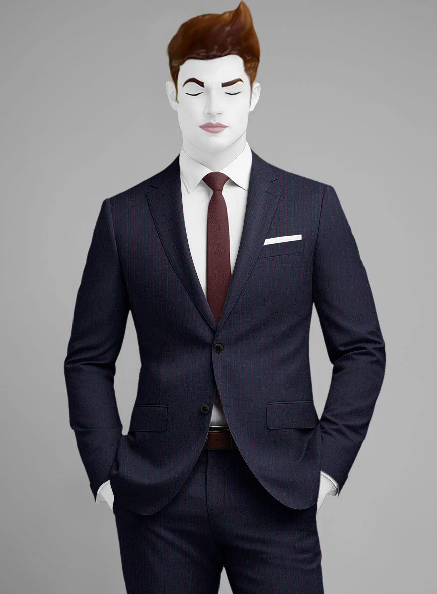 Napolean Argio Stripe Dark Blue Wool Suit - Image 3