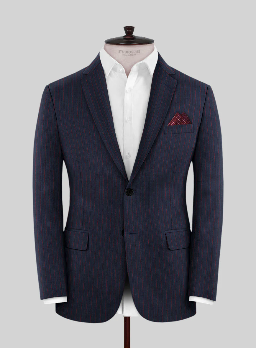 Napolean Argio Stripe Dark Blue Wool Suit - Image 5