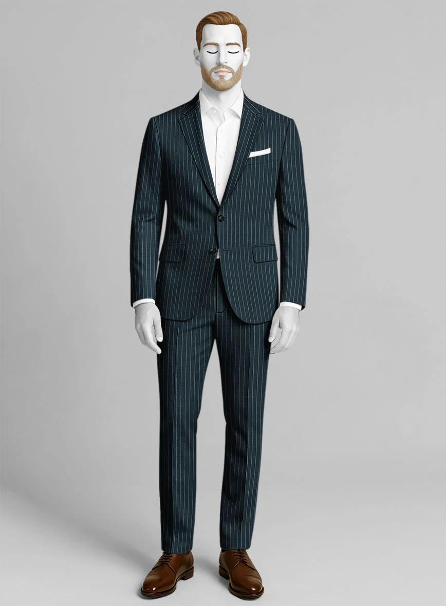 Napolean Argio Stripe Prussian Blue Wool Suit
