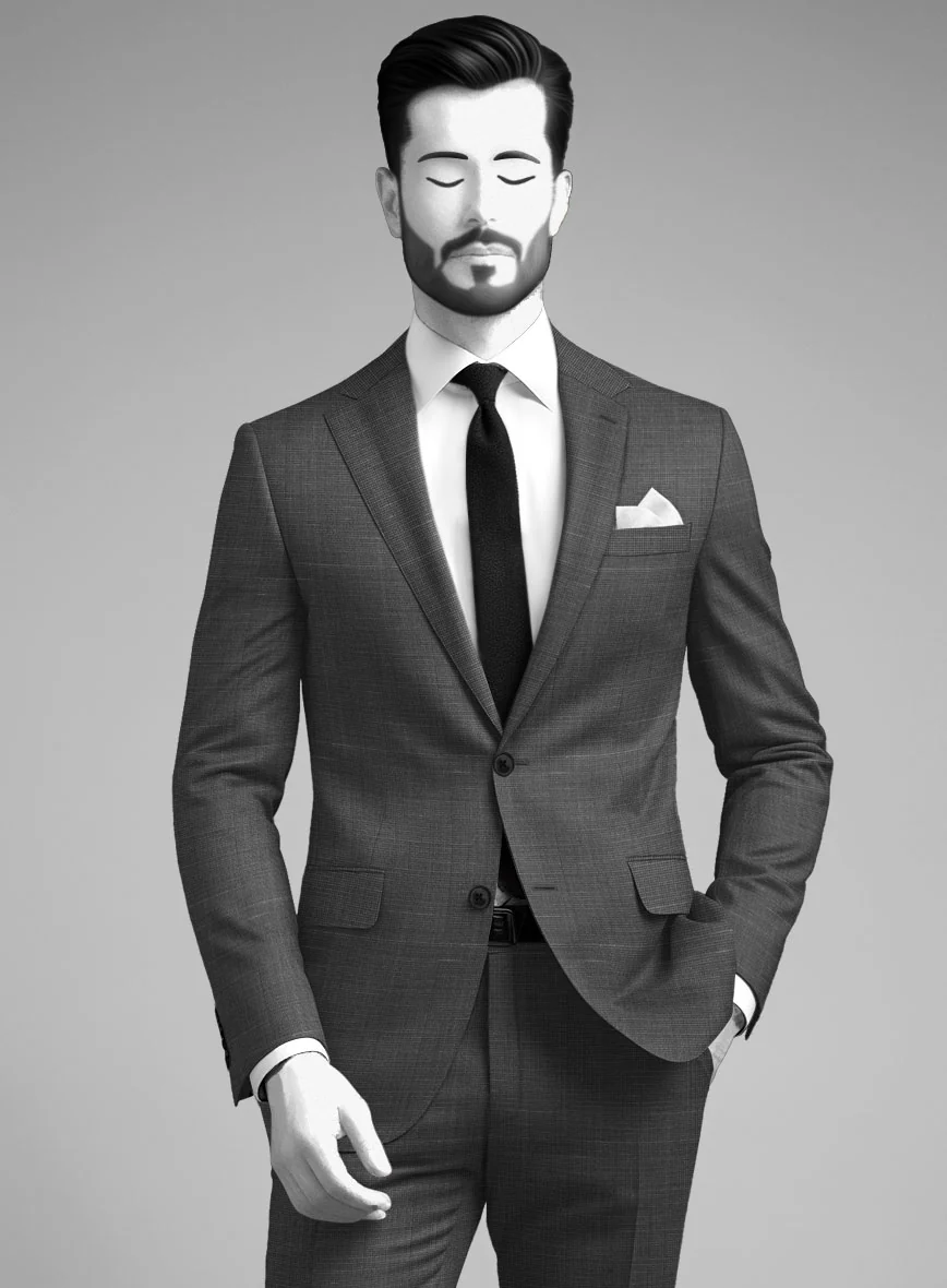 Napolean Ariel Nailhead Charcoal Wool Suit - Image 4