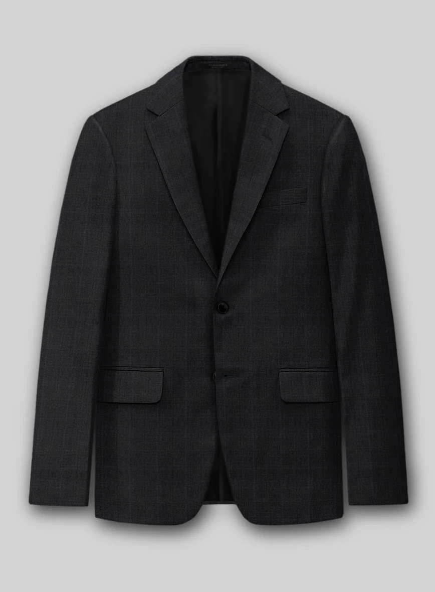Napolean Artici Windowpane Charcoal Wool Jacket