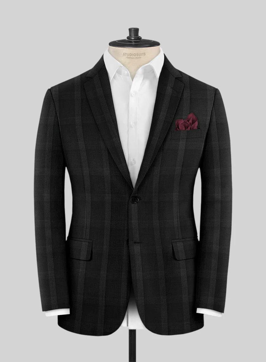 Napolean Artistic Black Check Wool Jacket