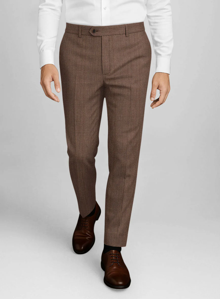 Napolean Arvett Basket Weave Brown Wool Pants
