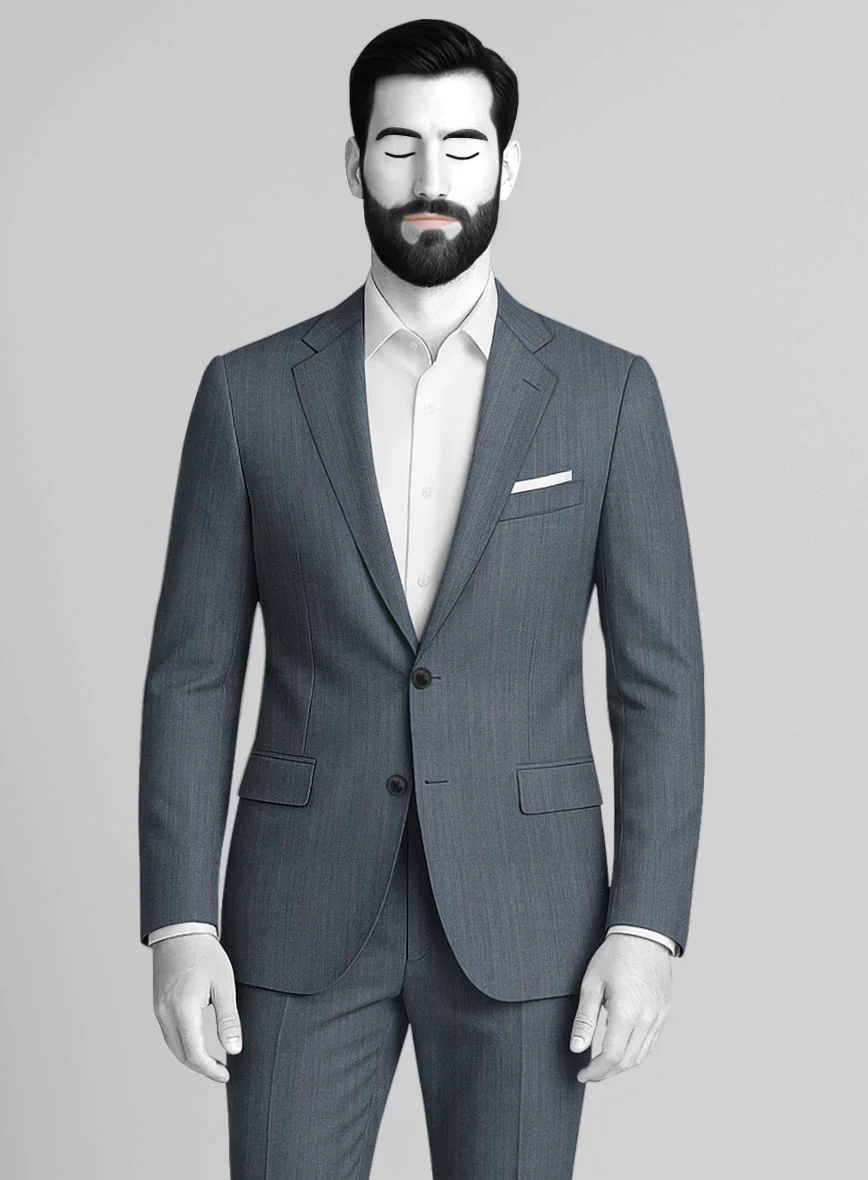 Napolean Bellagio Stripe Blue Wool Suit - Image 3