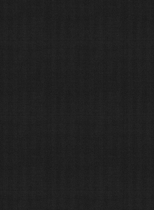 Napolean Black Herringbone Wool Pants - Image 3