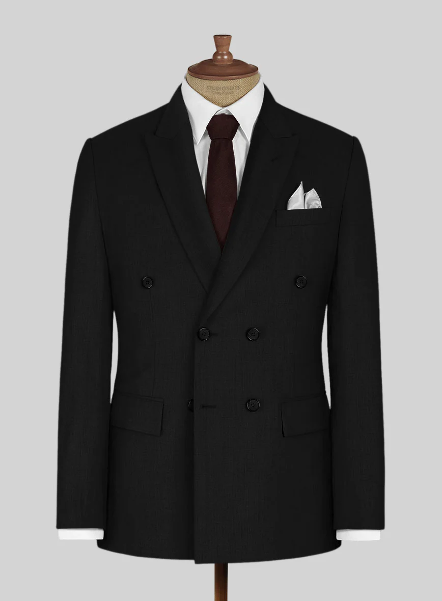 Napolean Black Wool Double Breasted Jacket