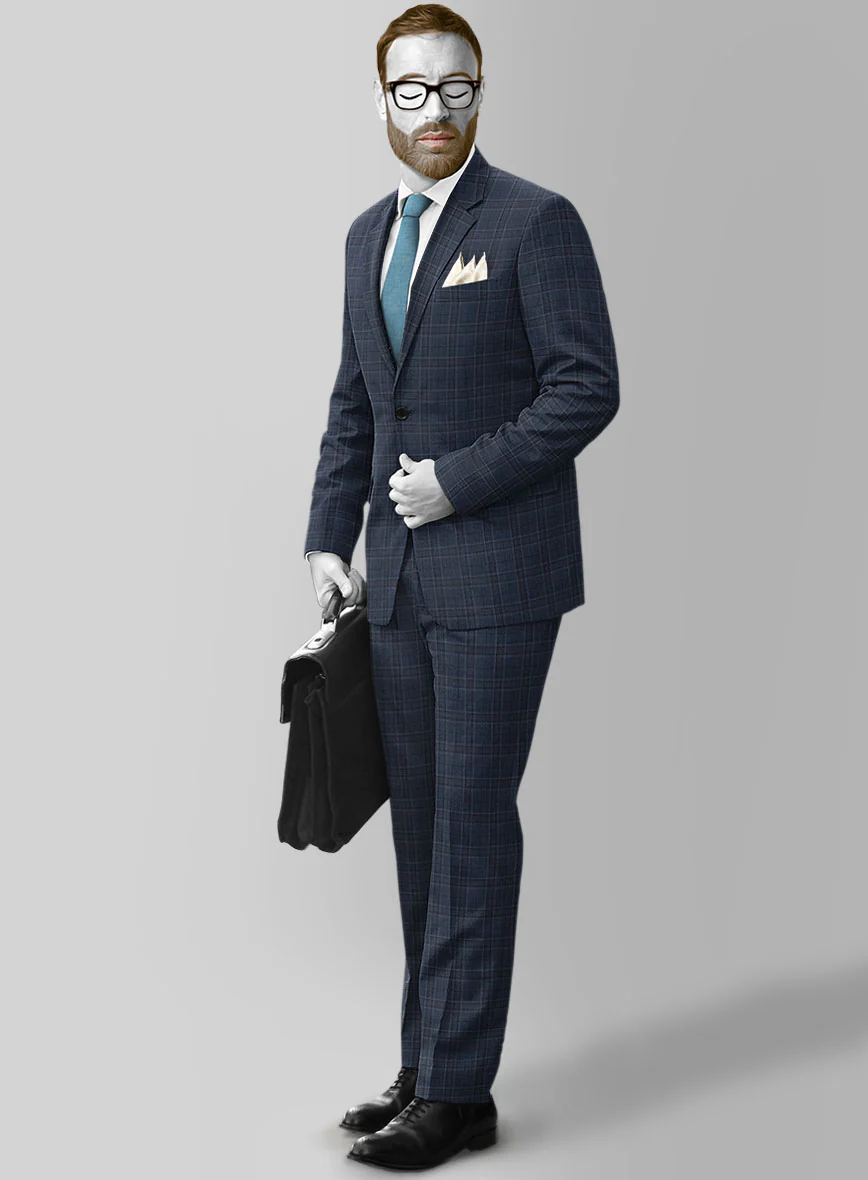 Napolean Blue Hunting Plaid Wool Suit