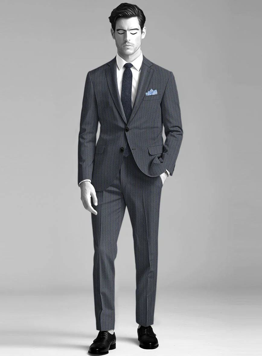 Napolean Calipso Stripe Blue Wool Suit