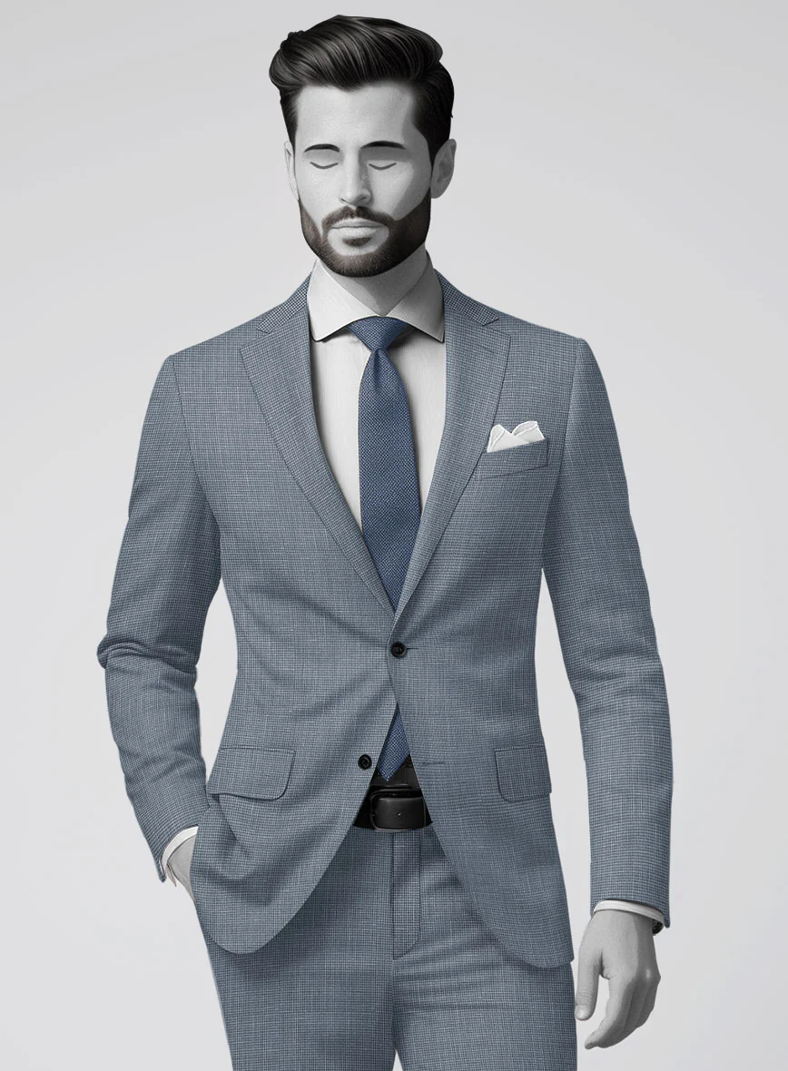 Napolean Costa Mini Houndstooth Blue Wool Jacket - Image 2