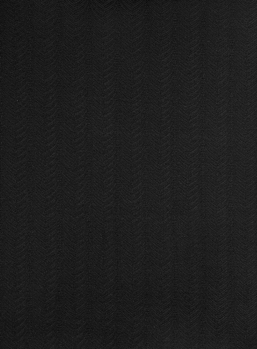 Napolean Curve Black Herringbone Wool Suit - Image 7