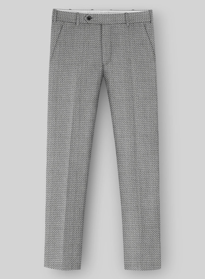 Napolean Dalmoro Chevron Weave Black And White Wool Pants - Image 2