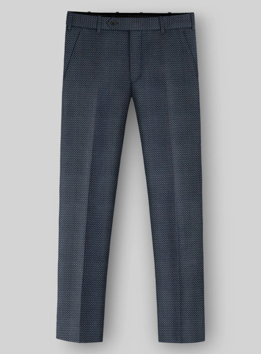 Napolean Dalmoro Chevron Weave Blue Wool Pants - Image 2