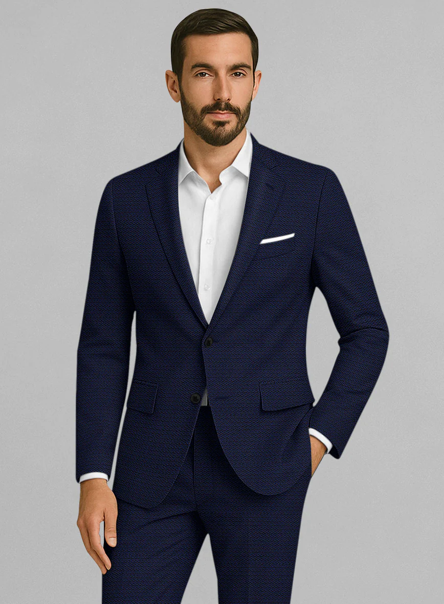 Napolean Dalmoro Chevron Weave Royal Blue Wool Jacket - Image 2