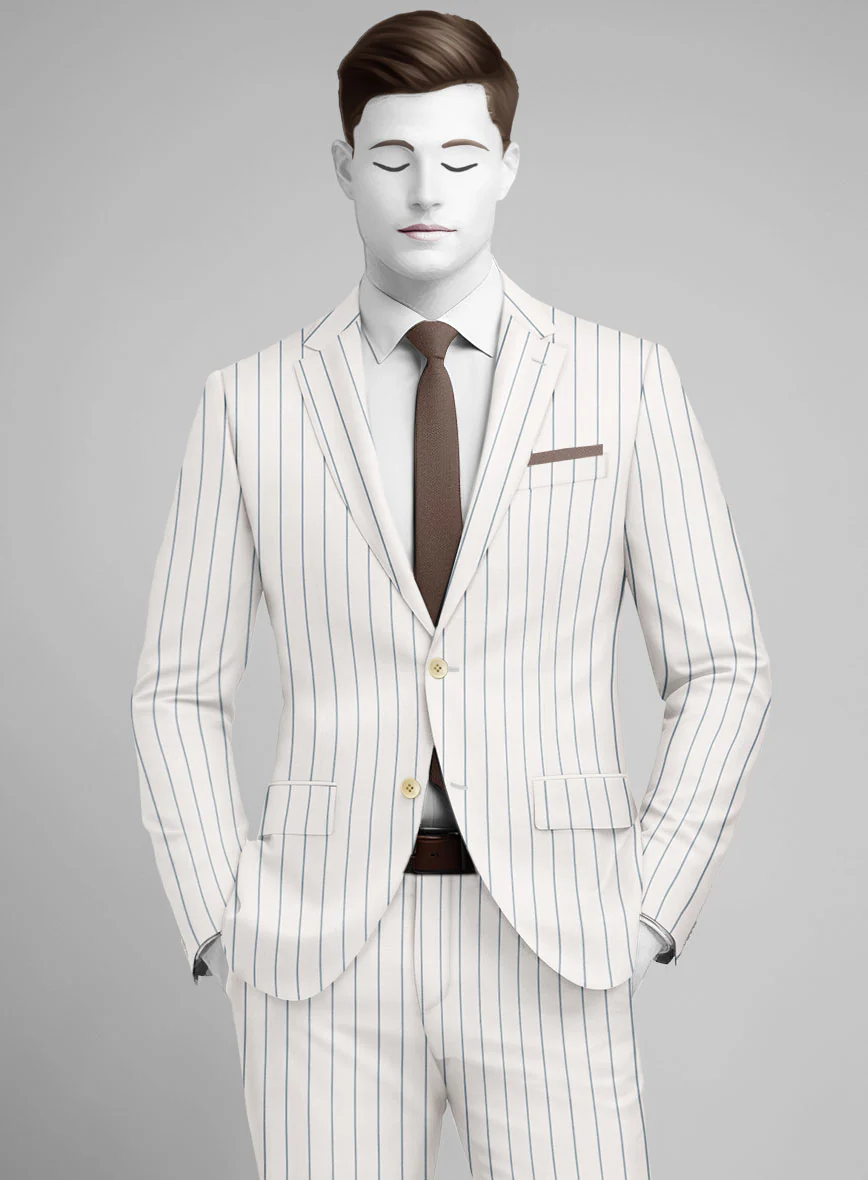 Napolean Dario Stripe Ivory Wool Suit - Image 2
