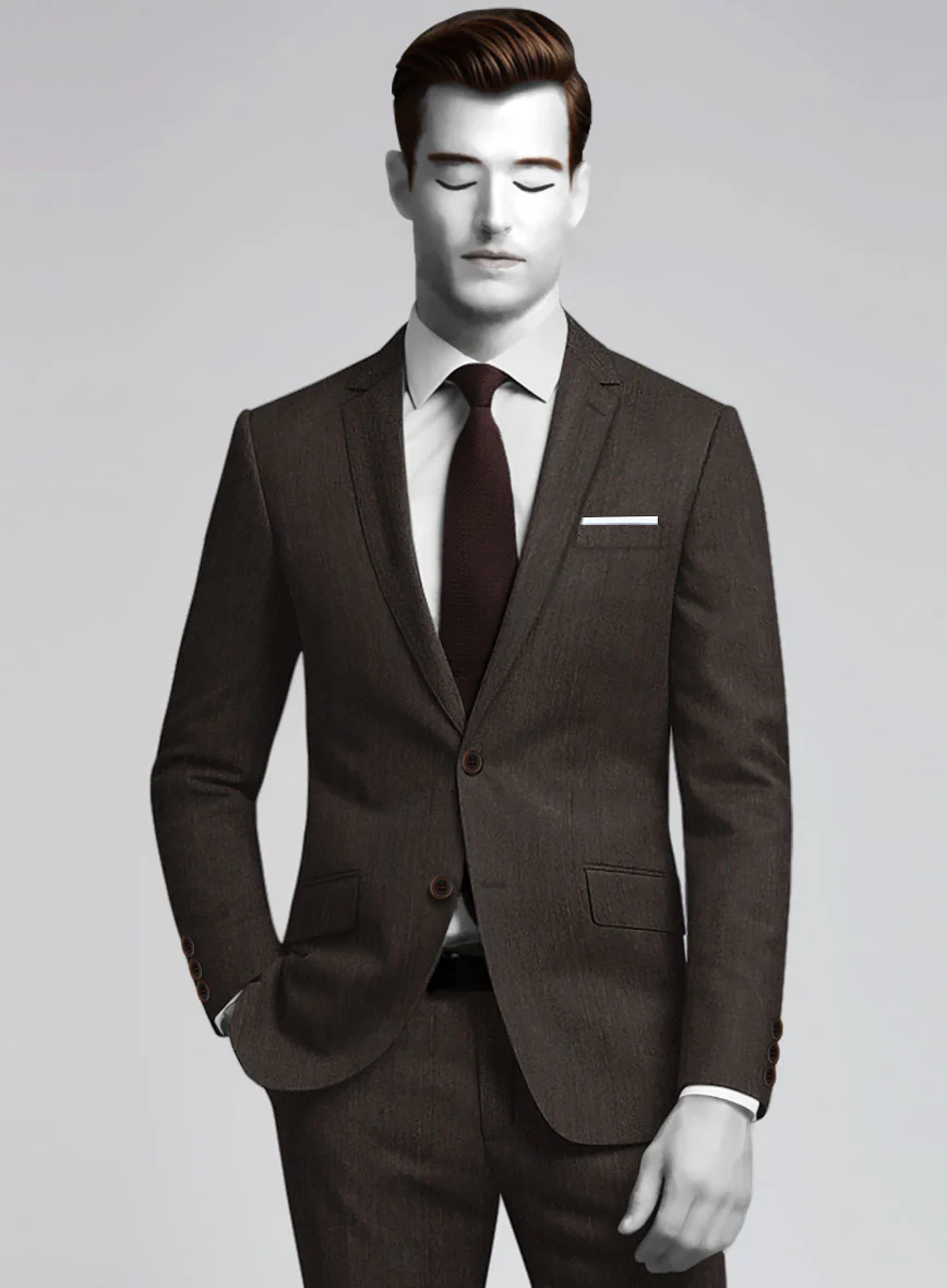 Napolean Dark Brown Herringbone Wool Jacket - Image 2