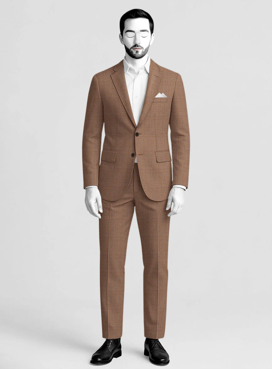 Napolean Delviro Mini Houndstooth Brown Wool Suit