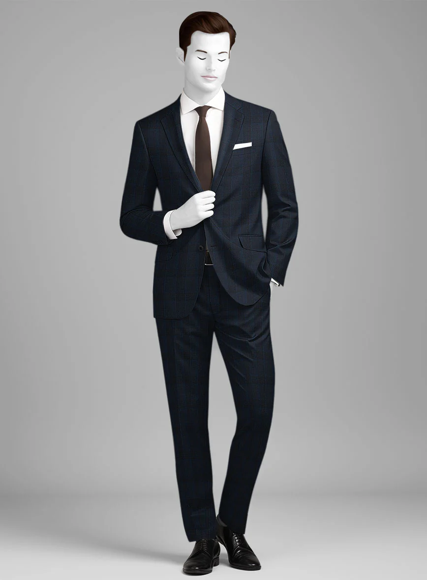 Napolean Devon Check Blue Wool Suit