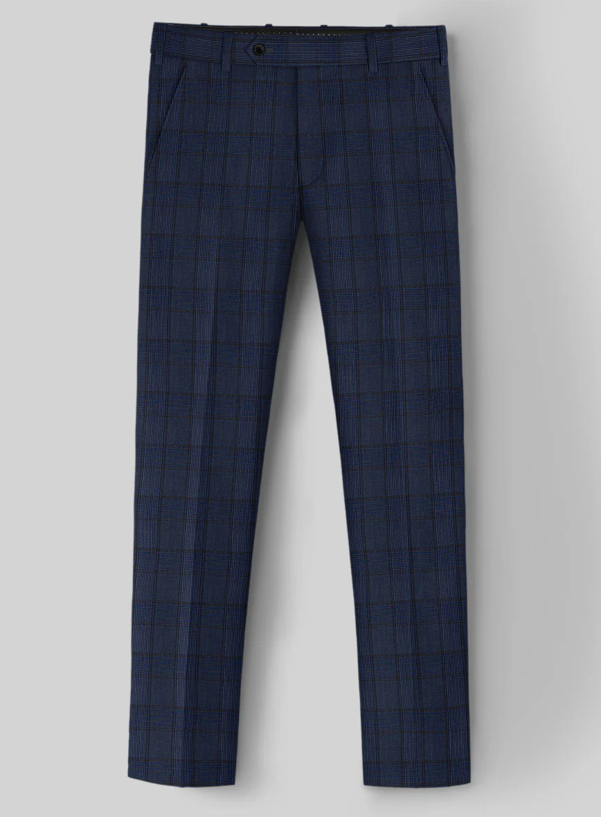Napolean Eladio Check Royal Blue Wool Pants