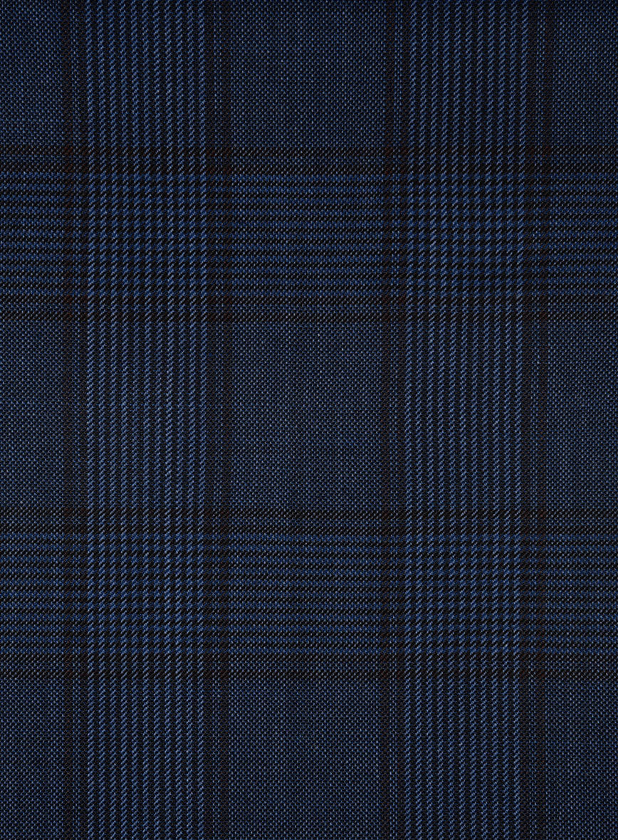 Napolean Eladio Check Royal Blue Wool Pants - Image 3