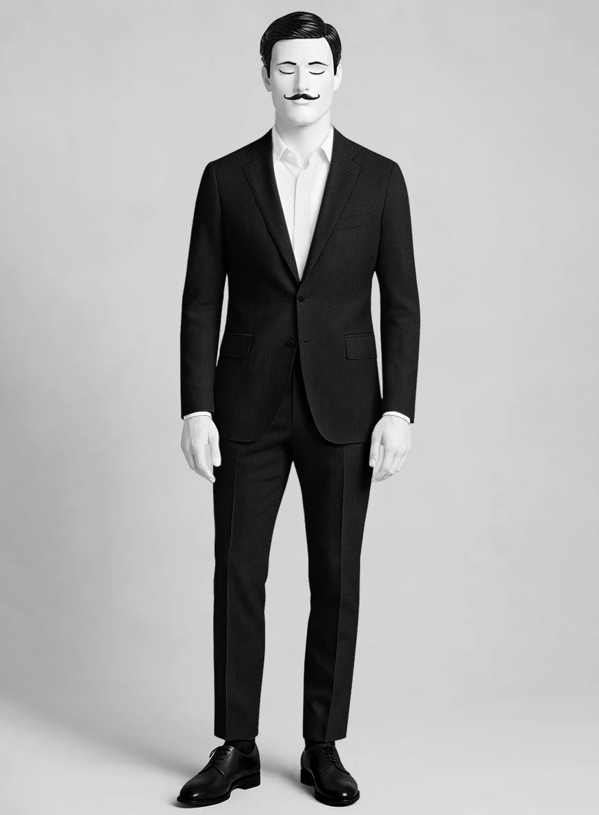 Napolean English Twill Black Wool Suit