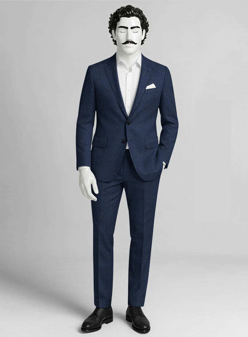 Napolean English Twill Denim Blue Wool Suit