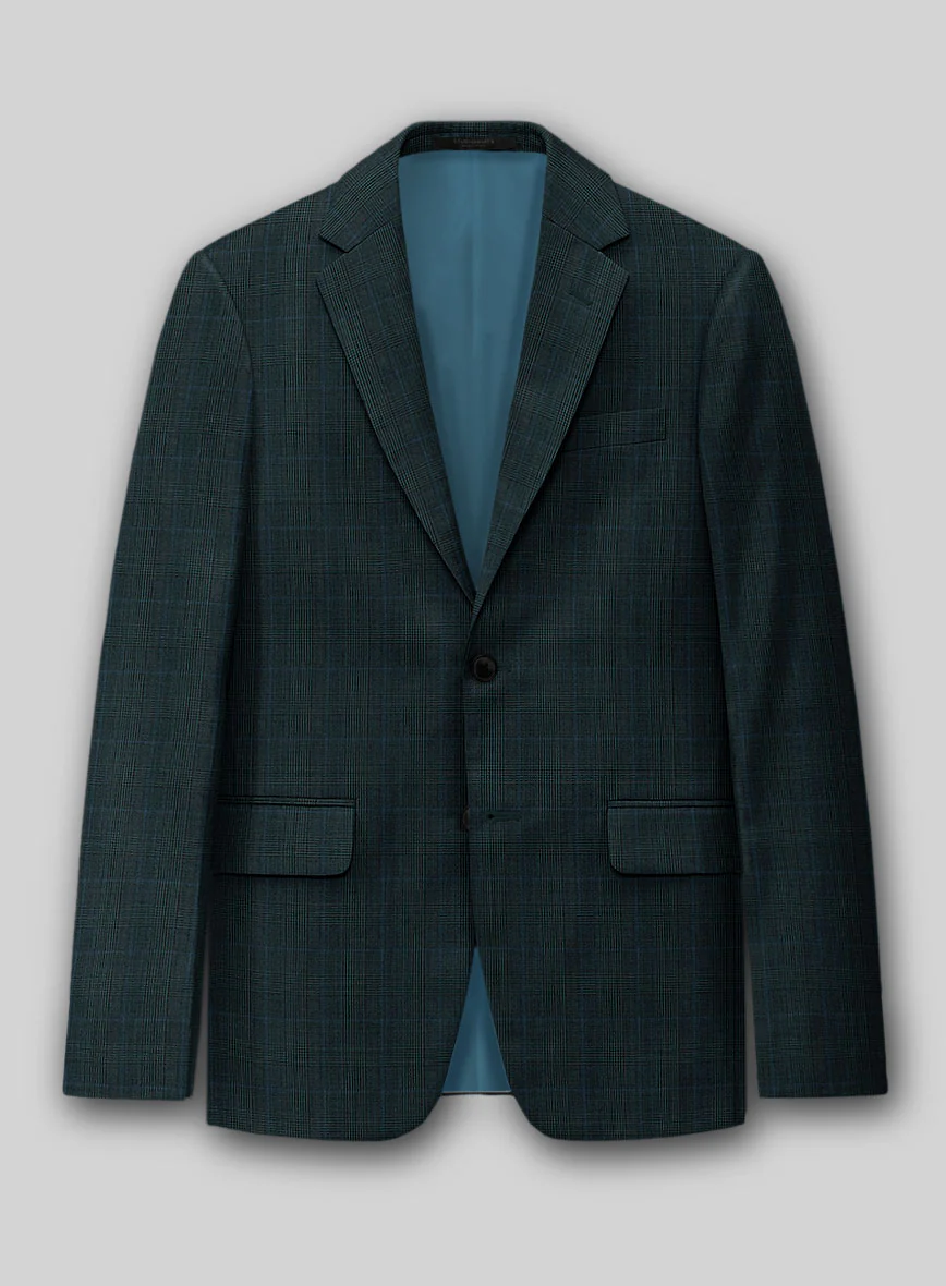 Napolean Esso Tartan Teal Blue Wool Suit - Image 4