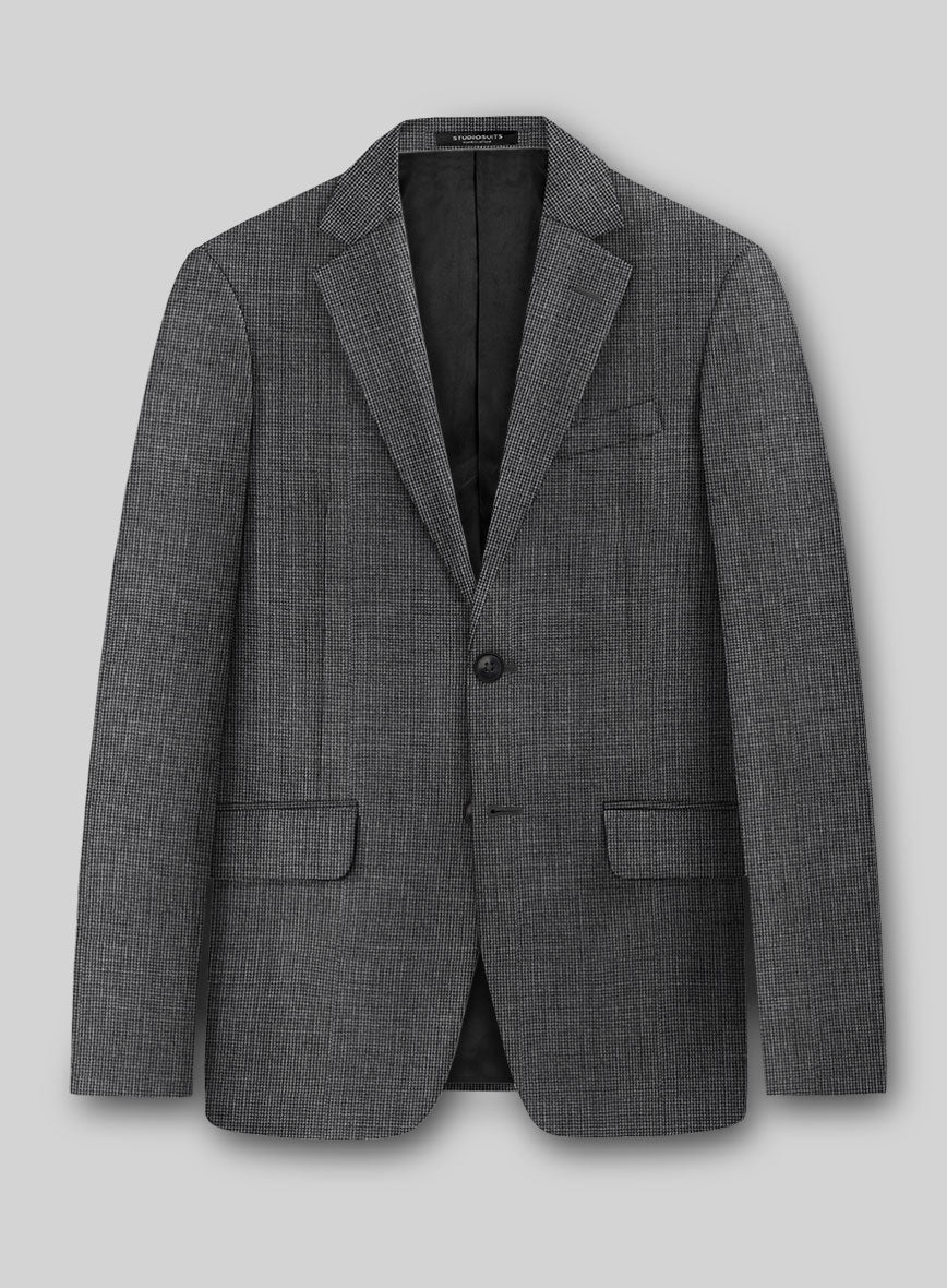 Napolean Fioran Microcheck Iron Gray Wool Jacket