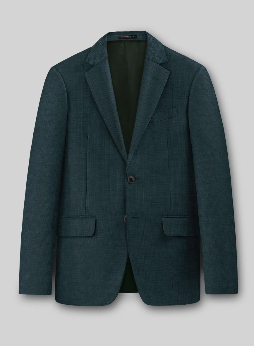 Napolean Fioran Teal Blue Microcheck Wool Jacket