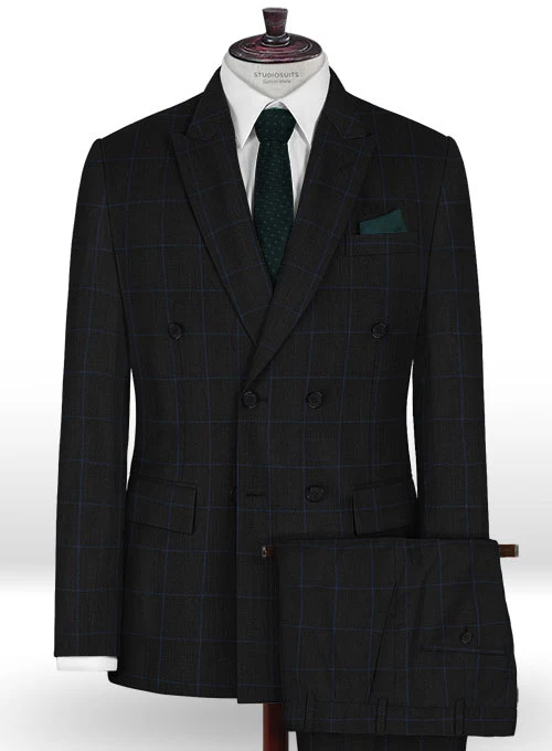 Napolean Fissa Black Wool Double Breasted Suit