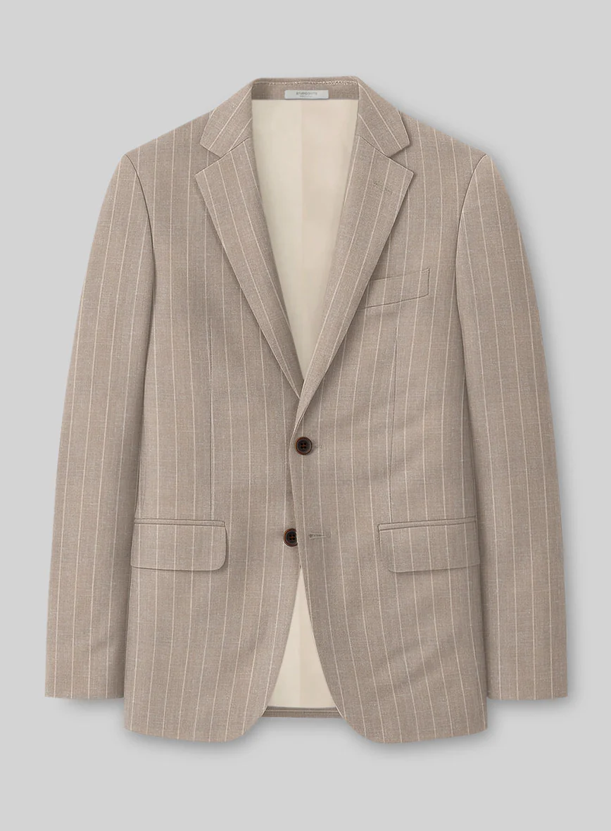 Napolean Genova Stripe Dark Beige Wool Jacket