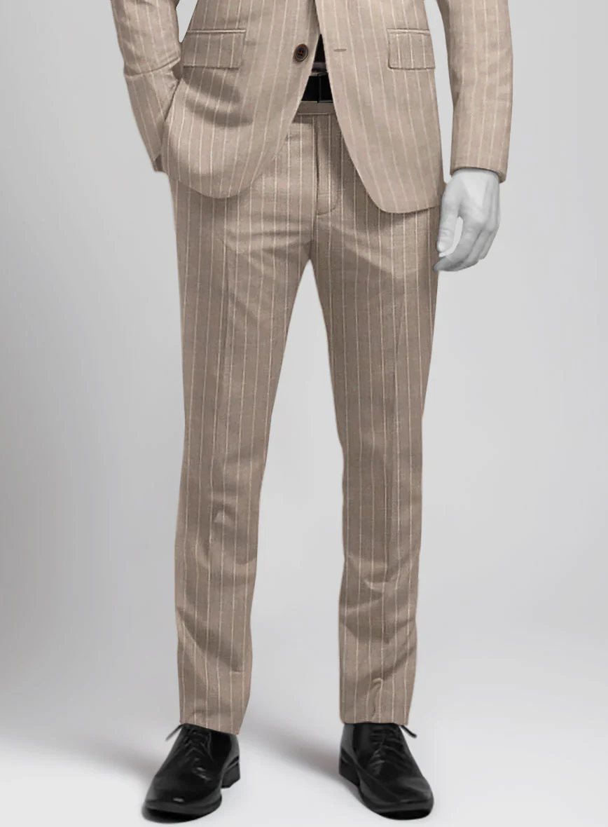 Napolean Genova Stripe Dark Beige Wool Pants