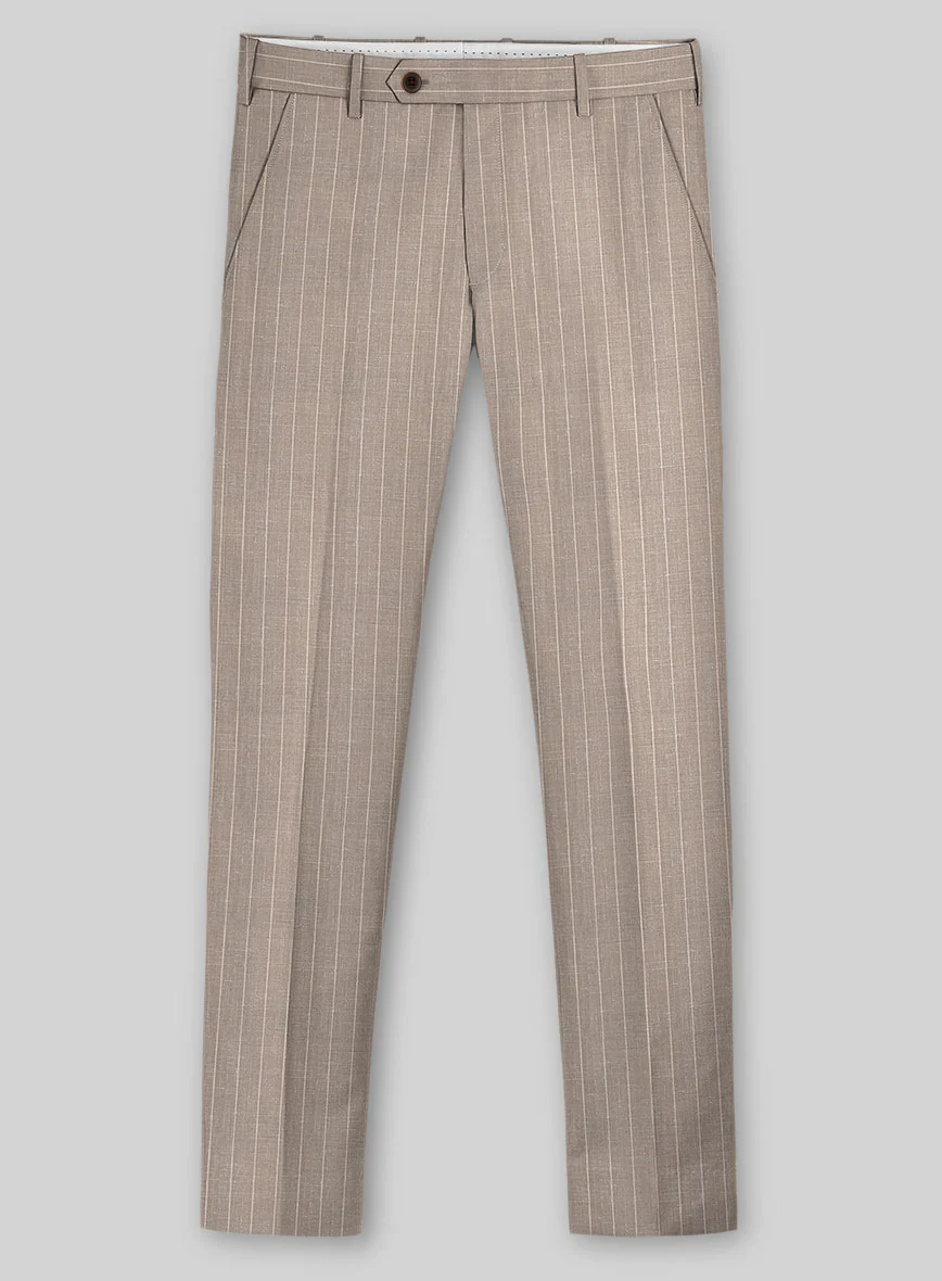 Napolean Genova Stripe Dark Beige Wool Pants - Image 2