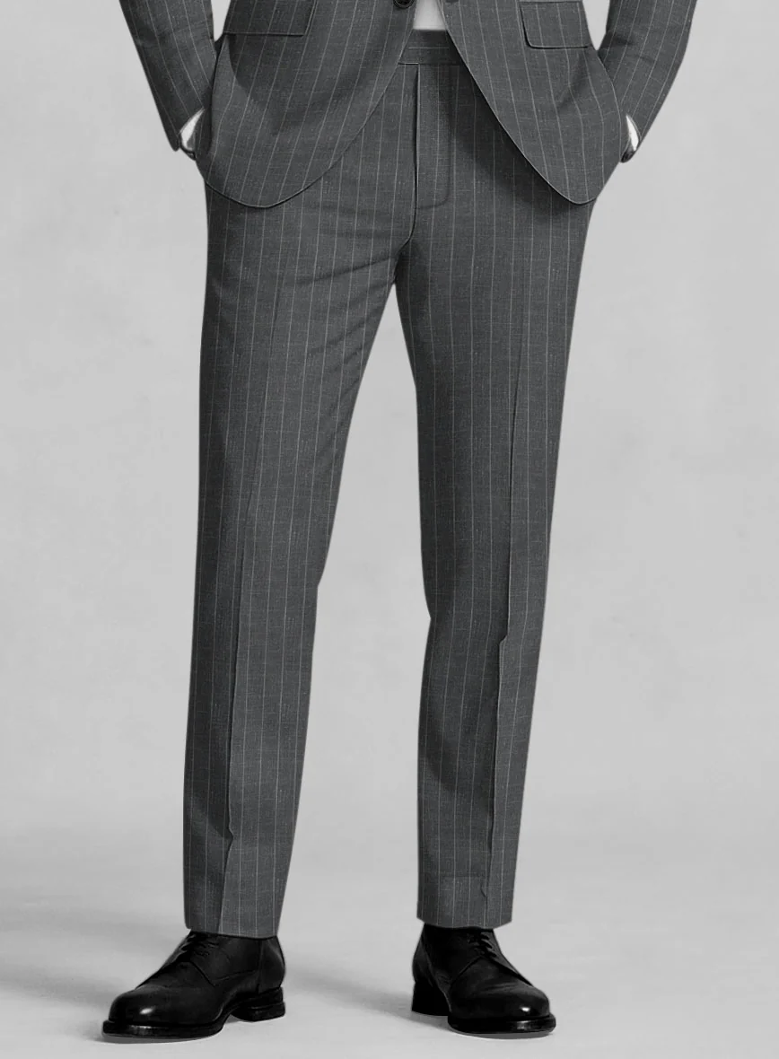 Napolean Genova Stripe Dark Gray Wool Pants
